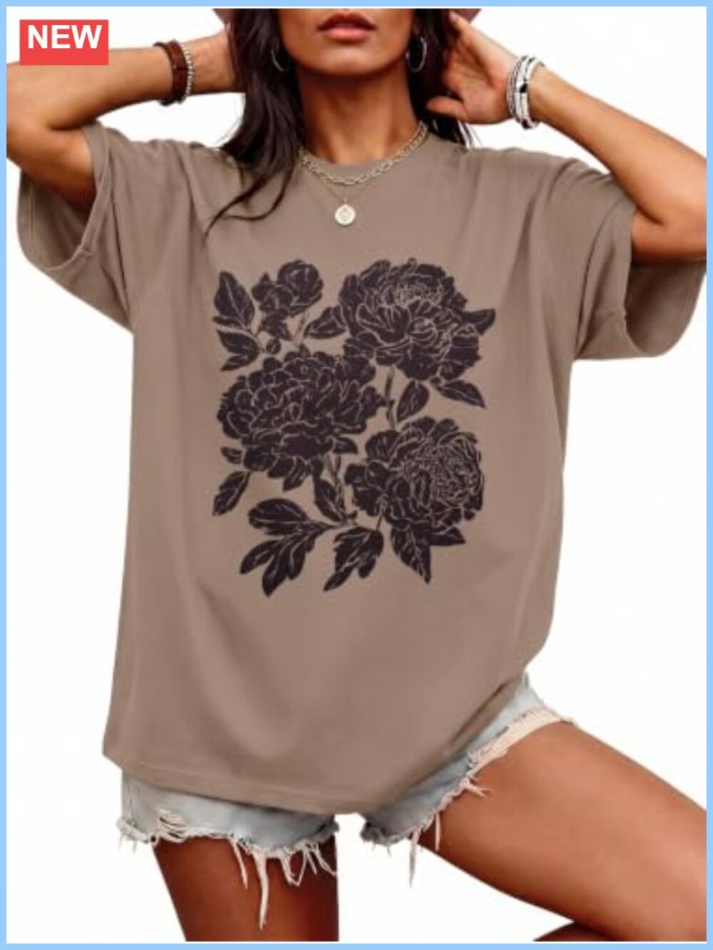 Womens Oversized Graphic T-Shirt Crew Neck Short Sleeve Soft Casual Summer Top
